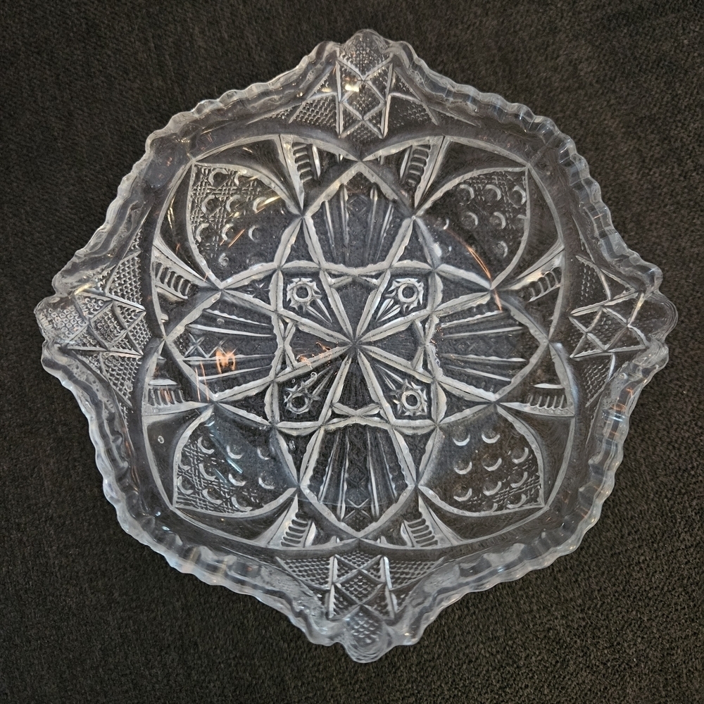 VINTAGE American Brilliant Period ABP Cut Glass Small Trinket Serving Dish Tray